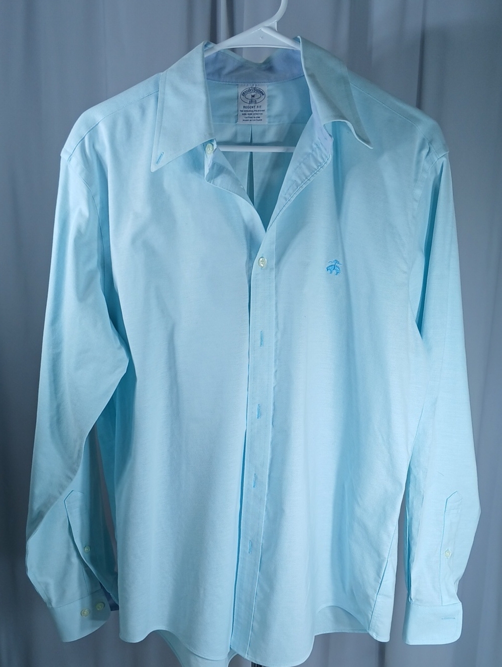 Brooks Brothers Men's Light green Long-Sleeve Dress Shirt with button Collar